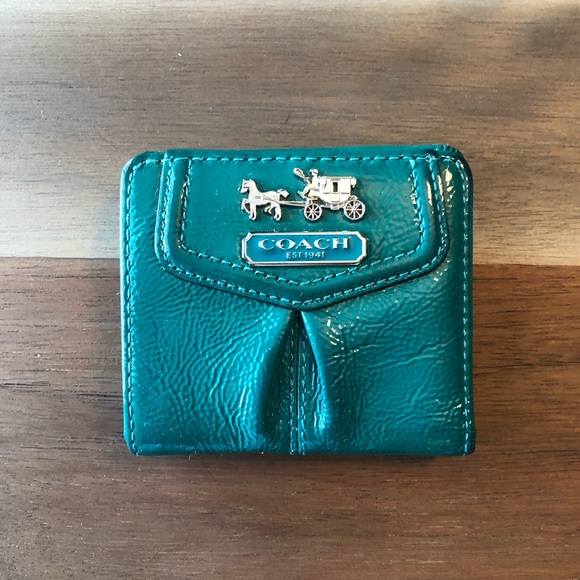Coach Handbags - Coach Jade Green Patent Leather Wallet